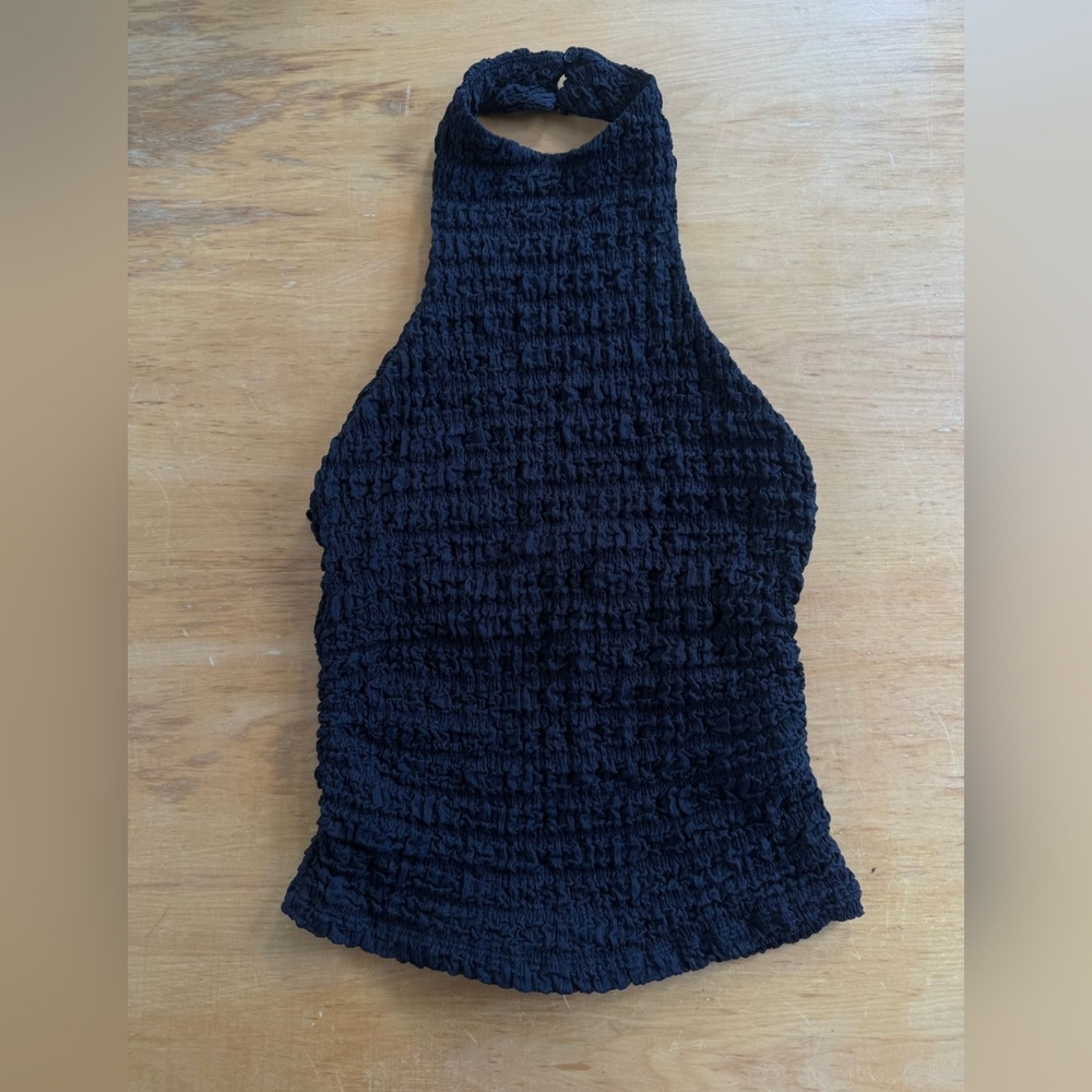 ZARA Gathered Halterneck Top with Low Back